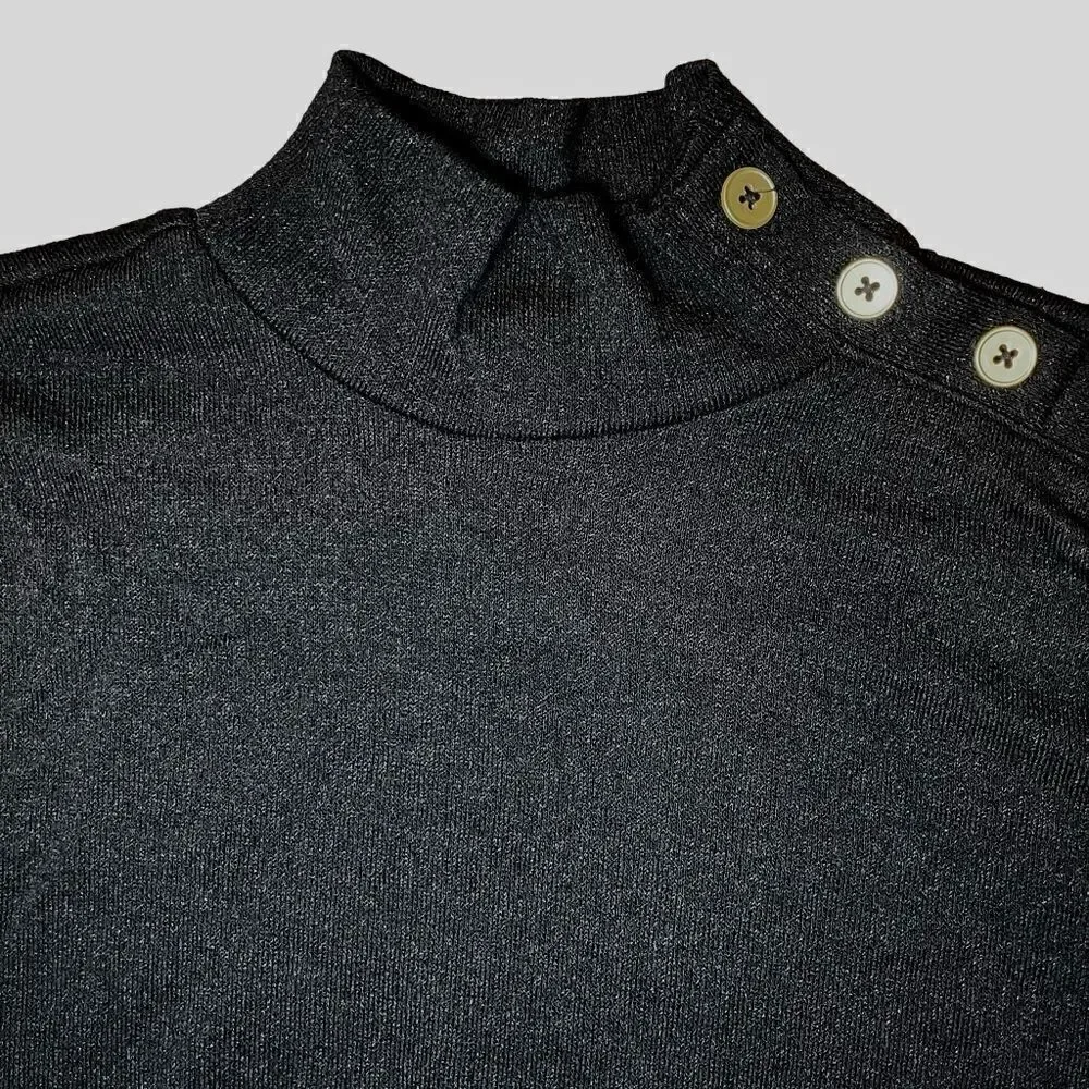 Banana Republic Button Accent Mock Neck Sweater in Dark Black Women’s XSP